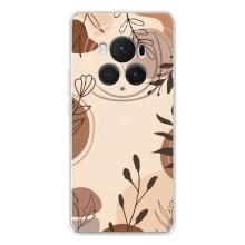 Чохол з квітковим принтом на Хонор Меджік 7 Про (Коричневі квіти)