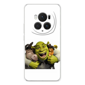 Печатный чехол с принтом Шрек для Huawei Honor Magic 7 Pro – Шрек осел и кот