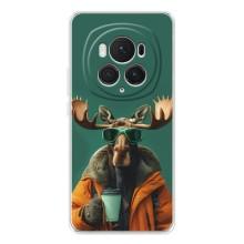 Чохол з принтом стильні тварини для Хонор Меджік 7 Про (Лось з кавою)