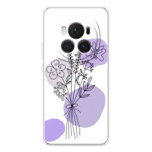 Силиконовый чехол с принтом в цветах на Huawei Honor Magic 7 Pro – Фиолетовый букет
