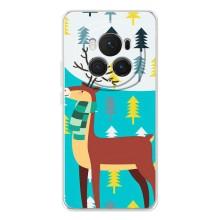 Силиконовый бампер с картинкой животных для Huawei Honor Magic 7 Pro (Олень с шарфом)
