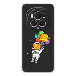 Силиконовый Чехол с принтом "Космонавты" на Huawei Honor Magic 7 Pro – Космонавт с шариками