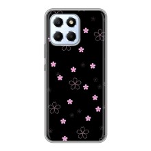 Чехол с розовым рисунком для Huawei Honor X6 (Розовые цветы на черном)