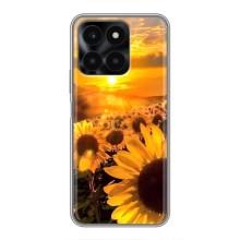Чехол с Цветами для Huawei Honor X6a (поле подсолнухов)