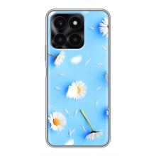 Чехол с Цветами для Huawei Honor X6a (ромашки на голубом)