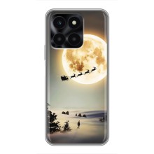 Новорічні, Святкові Чохли для Huawei Honor X6a - 2024 год (Санта на місяці)