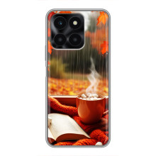 Чехол с уникальным дизайном «Осень с кофе» для Huawei Honor X6a – Кофе и дождь