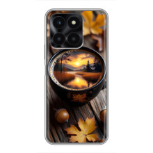 Чехол с уникальным дизайном «Осень с кофе» для Huawei Honor X6a – Тёмный кофе