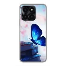Силиконовый бампер с картинкой животных для Huawei Honor X6a (Бабочка синяя)