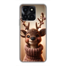 Яркий чехол для Huawei Honor X6a с Зимними Оленятами – Олень в свитере
