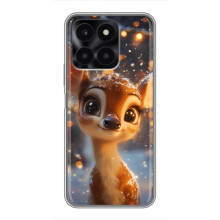 Яркий чехол для Huawei Honor X6a с Зимними Оленятами – Оленёнок среди гирлянд