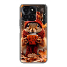 Печатный чехол «Зверята с кофе» для Huawei Honor X6a – Белка с кофе
