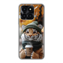 Печатный чехол «Зверята с кофе» для Huawei Honor X6a – Тигр с кофе