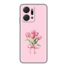 Чехол с розовым рисунком для Huawei Honor X7a (Букет цветов)
