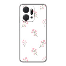 Чехол с розовым рисунком для Huawei Honor X7a (Розовые цветы)