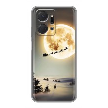 Новорічні, Святкові Чохли для Huawei Honor X7a - 2024 год (Санта на місяці)