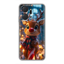Яркий чехол для Huawei Honor X7a с Зимними Оленятами – Олень в шарфе