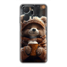 Друкований чохол 'Звірята з кавою' для Huawei Honor X7a – Мішка з кавою