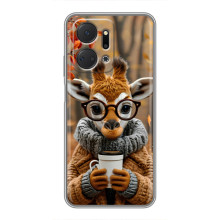Друкований чохол 'Звірята з кавою' для Huawei Honor X7a – Жираф з кавою