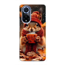 Печатный чехол «Зверята с кофе» для Huawei Honor X7b – Белка с кофе