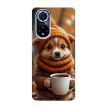 Печатный чехол «Зверята с кофе» для Huawei Honor X7b – Песик с кофе