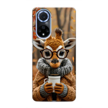Печатный чехол «Зверята с кофе» для Huawei Honor X7b – Жираф с кофе