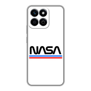 Силиконовый бампер с принтом "Наса" на Huawei Honor X7c – NASA на белом фоне