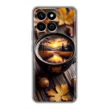 Чохол з унікальним дизайном 'Осінь з кавою' для Huawei Honor X7c – Темна кава