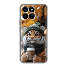 Друкований чохол 'Звірята з кавою' для Huawei Honor X7c – Тигр з кавою