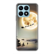 Новорічні, Святкові Чохли для Huawei Honor X8a - 2024 год (Санта на місяці)