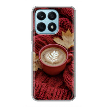 Чехол с уникальным дизайном «Осень с кофе» для Huawei Honor X8a – Кофе на пледе