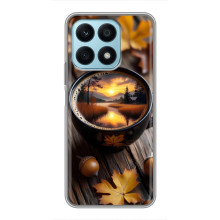 Чехол с уникальным дизайном «Осень с кофе» для Huawei Honor X8a – Тёмный кофе