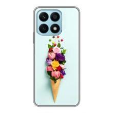 Чехлы с тематикой "ЦВЕТЫ" на Huawei Honor X8a (Цветок-мороженное)