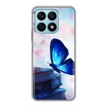 Силиконовый бампер с картинкой животных для Huawei Honor X8a (Бабочка синяя)