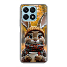 Печатный чехол «Зверята с кофе» для Huawei Honor X8a – Зайчик с кофе