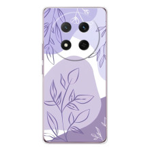 Силиконовый чехол с принтом в цветах на Huawei Honor X9c (Фиолетовый дизайн)