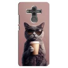 Чехол с принтом стильные животные для Хуавей Мэйт 10 (Кот с кофе)