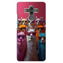 Чехол с принтом стильные животные для Хуавей Мэйт 10 (Ламы в очках)