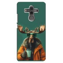 Чехол с принтом стильные животные для Хуавей Мэйт 10 (Лось с кофе)