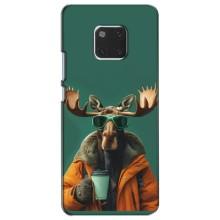 Чехол с принтом стильные животные для Хуавей Мейт 20 (Лось с кофе)