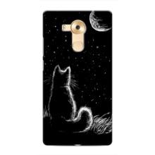 Чохол з принтом для Huawei Mate 8, NXT (AlphaPrint) Модні коти (Котик і місяць)
