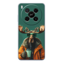 Чехол с принтом стильные животные для : Гуавей Мэйт 80 Про Макс 
 – Лось с кофе