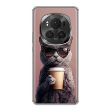 Чехол с принтом стильные животные для  HuaWei Mate 80 РС Ultimate 
 – Кот с кофе