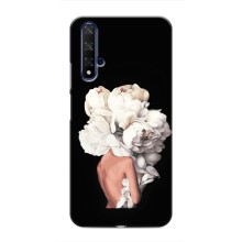 Чехлы (ART) Цветы на Huawei Nova 5T (VPrint) (Белые цветы)