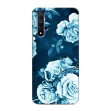 Чехлы (ART) Цветы на Huawei Nova 5T (VPrint) (Голубые Бутоны)