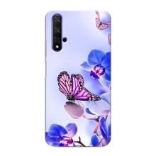 Чехлы с Цветами для Huawei Nova 5T (VPrint) (Бабочка на цветочке)