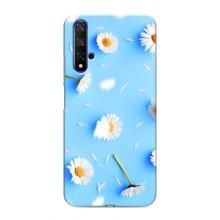 Чохол з Квітами для Huawei Nova 5T (ромашки на блакитному)