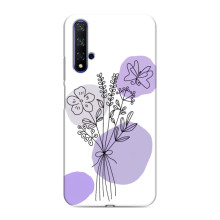 Силиконовый чехол с принтом в цветах на Huawei Nova 5T – Фиолетовый букет