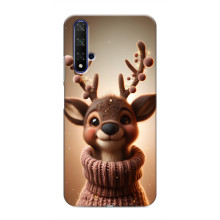 Яскравий чохол для Huawei Nova 5T з Зимові Оленята – Олень в светрі