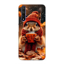 Печатный чехол «Зверята с кофе» для Huawei Nova 5T – Белка с кофе